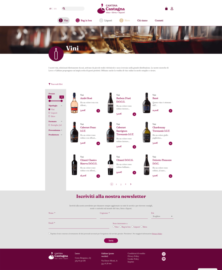 Kreas website cantina castagna vini